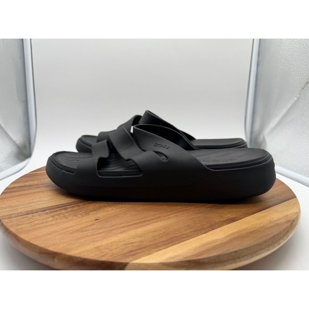 Crocs Women's Size 9 Brooklyn Strappy Low Wedge Sandals Black 0769 - Picture 2 of 5
